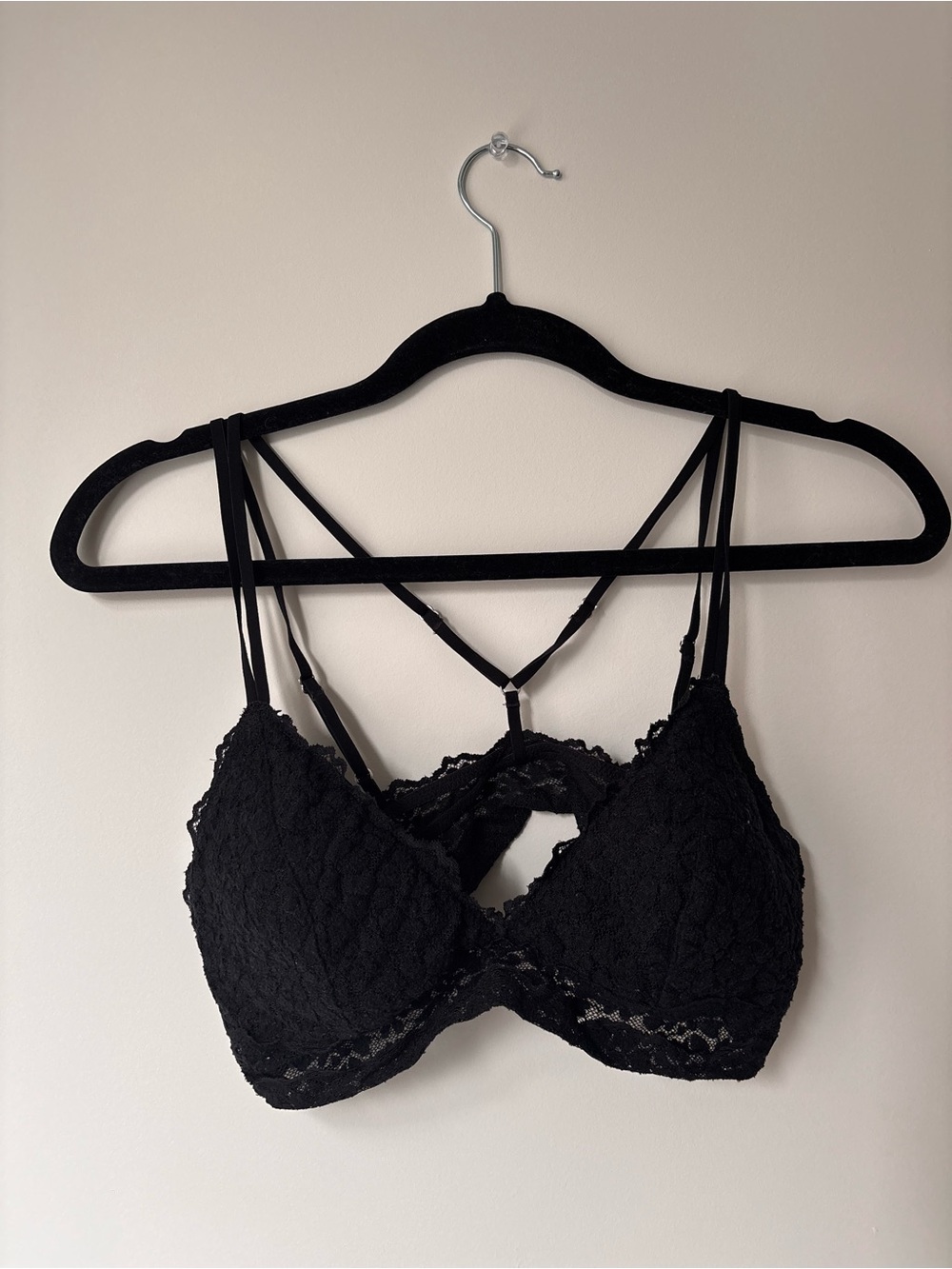 aerie Black Lace Strappy Bralette
